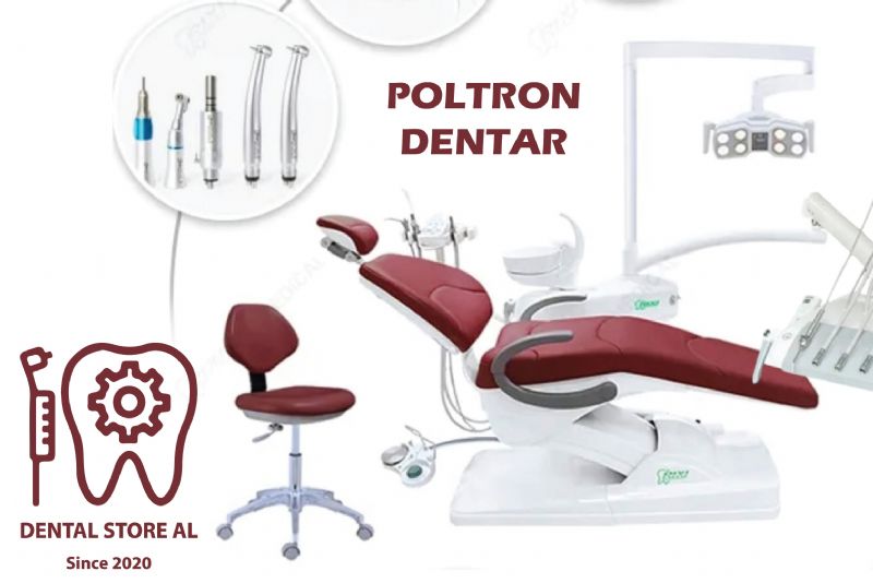 Poltron për trajtime dentare ne Tirane, Karrige dentare e rehatshme ne Tirane, Poltron për stomatologji ne Tirane, Poltron me aksesorë për klinika dentare ne Tirane, Poltron dentar ne Tirane